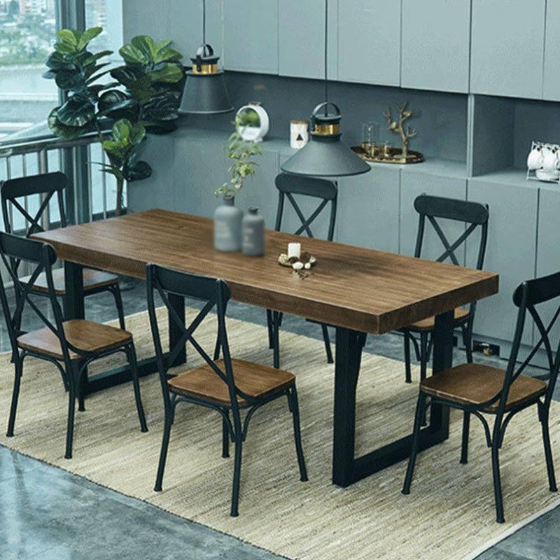 Industrial Style Wood Top Dining Table Metal Sled Base Dining Table without Chair