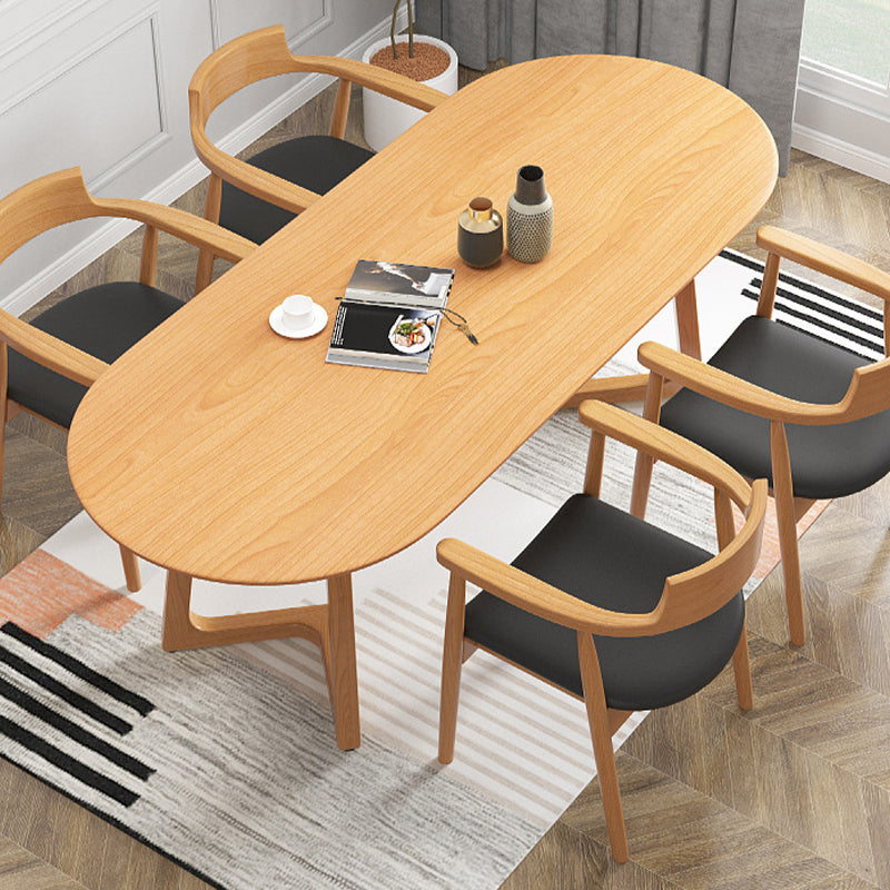 Simple Style Oval Wood Table Sled Solid Wood Base Home Table