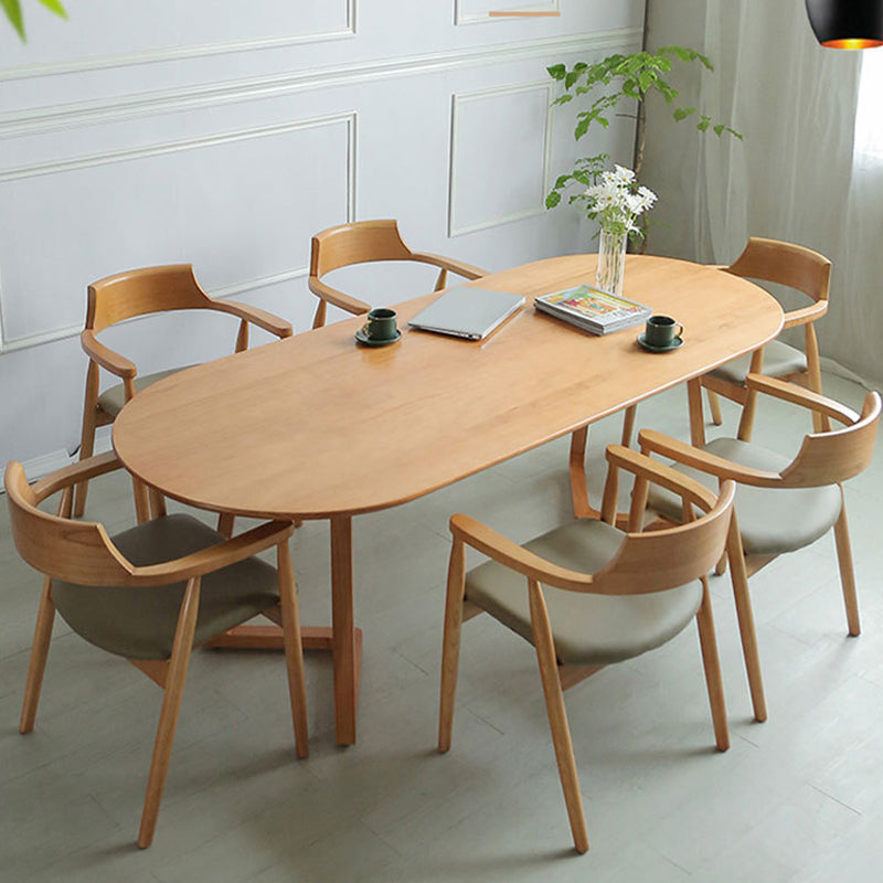 Simple Style Oval Wood Table Sled Solid Wood Base Home Table