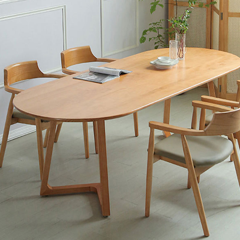 Simple Style Oval Wood Table Sled Solid Wood Base Home Table