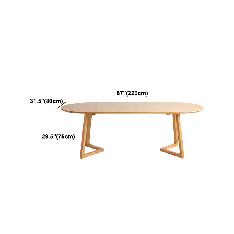 Simple Style Oval Wood Table Sled Solid Wood Base Home Table