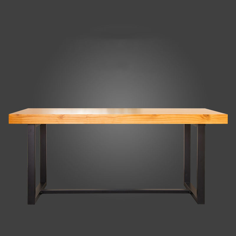 Industrial Dining Table with Trestle Base Natural and Black Dining Table with Wood Top