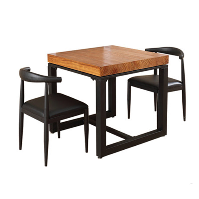 Industrial Dining Table with Trestle Base Natural and Black Dining Table with Wood Top