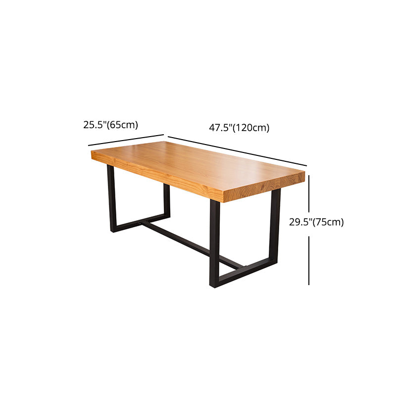 Industrial Dining Table with Trestle Base Natural and Black Dining Table with Wood Top