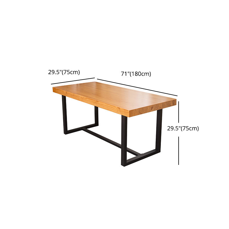 Industrial Dining Table with Trestle Base Natural and Black Dining Table with Wood Top