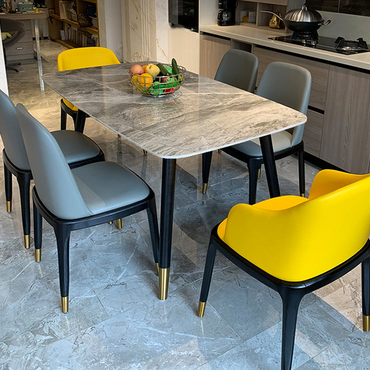 Modern Style Gray Dining Table Sintered Stone Rectangle Table for Home