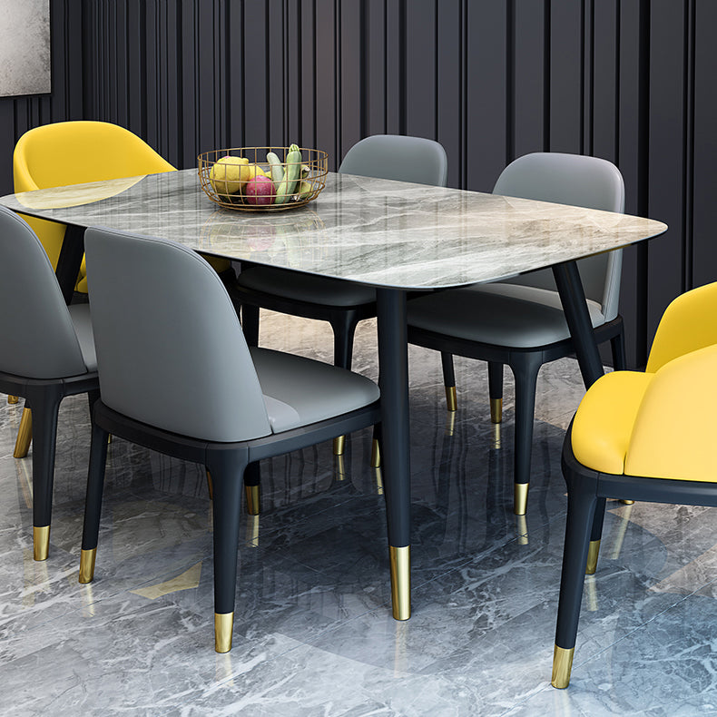 Modern Style Gray Dining Table Sintered Stone Rectangle Table for Home