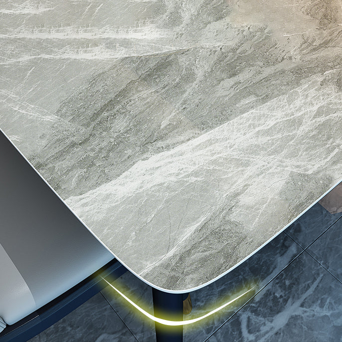 Modern Style Gray Dining Table Sintered Stone Rectangle Table for Home