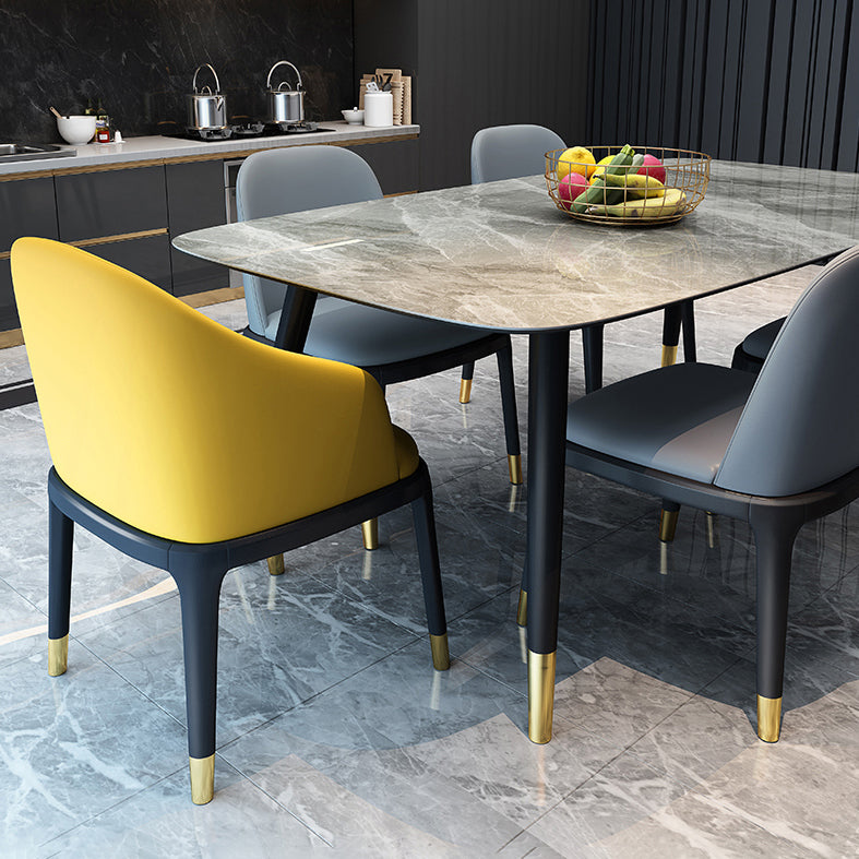 Modern Style Gray Dining Table Sintered Stone Rectangle Table for Home