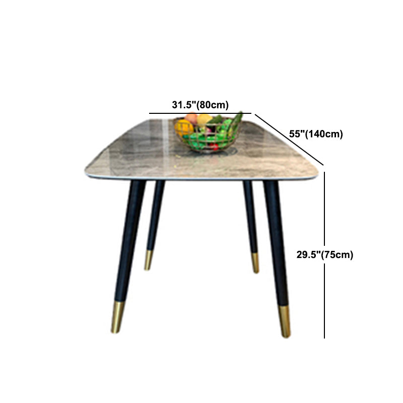 Modern Style Gray Dining Table Sintered Stone Rectangle Table for Home