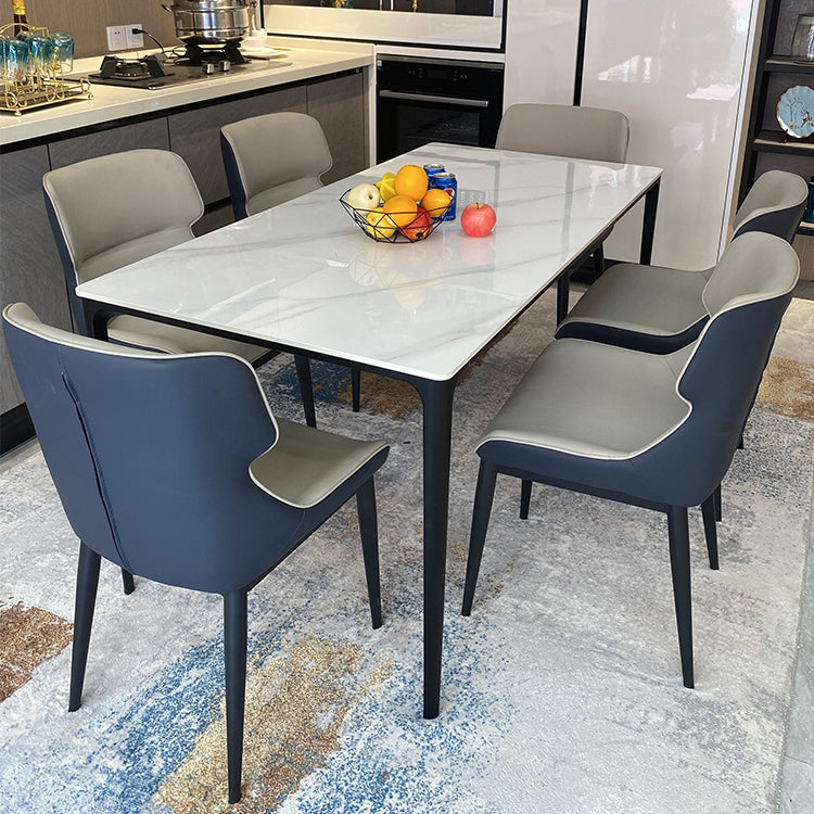 Rectangle Dining Table White Stone Modern Dining Table for Home