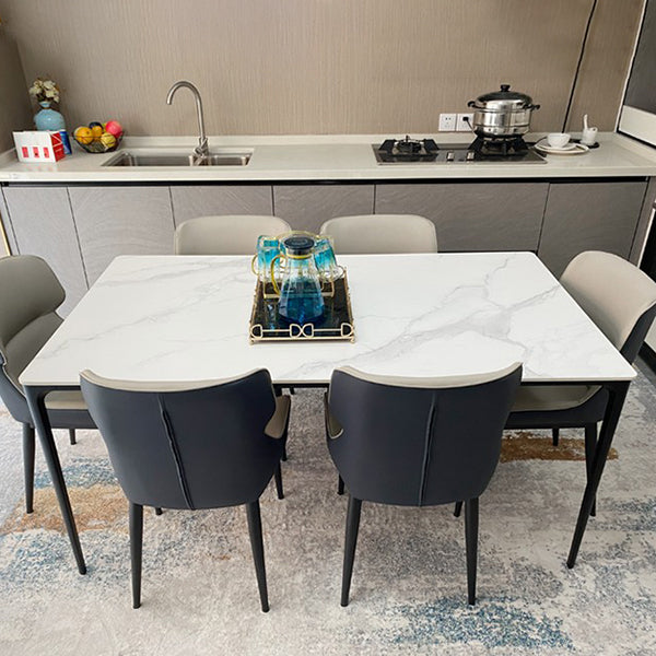 Rectangle Dining Table White Stone Modern Dining Table for Home