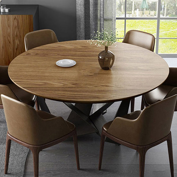 Contemporary Dining Table Round Solid Wood Dinner Table for Home Kitchen Dinner