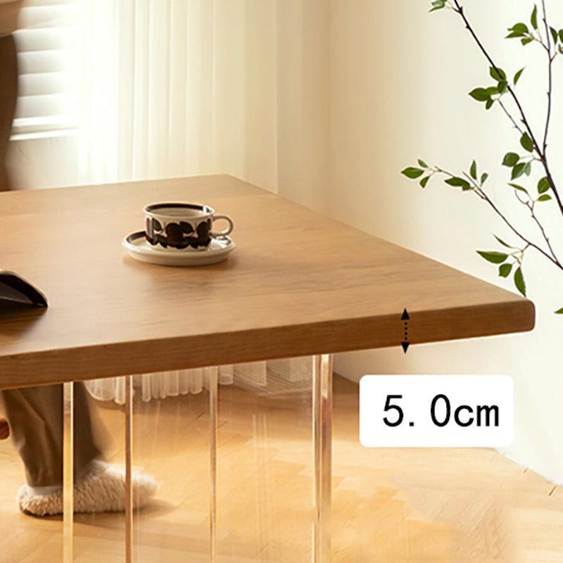 Pine Solid Wood Dining Site Table Modern Acrylic Double Pedestal Table