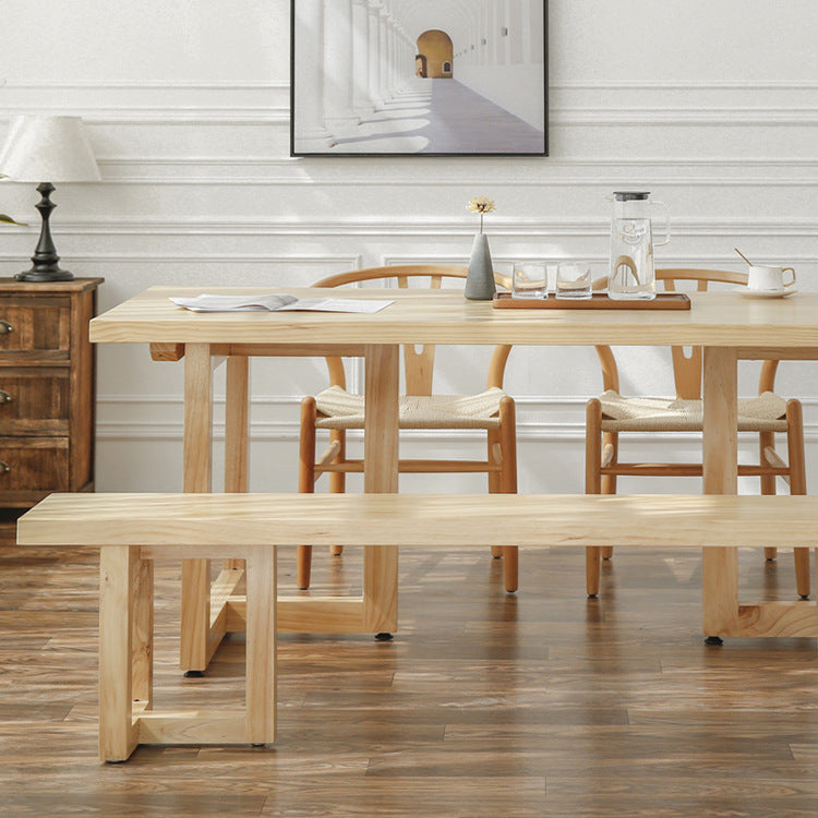 Modern Simple Solid Wood Table for Restaurant Rectangle Table with Wood Base