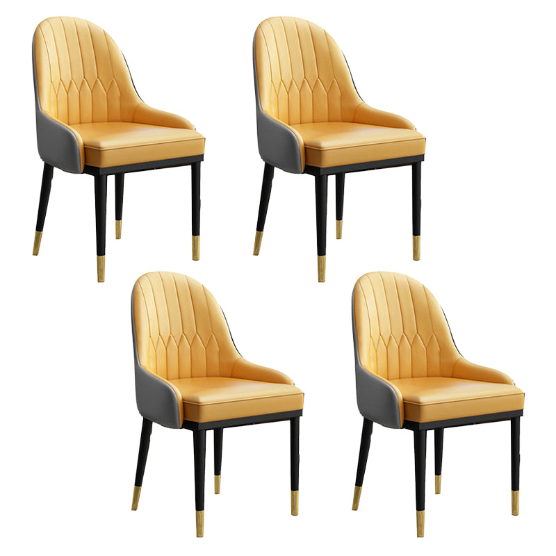 Scandinavian Faux Leather Dining Chairs Solid Back Arm Side Chair