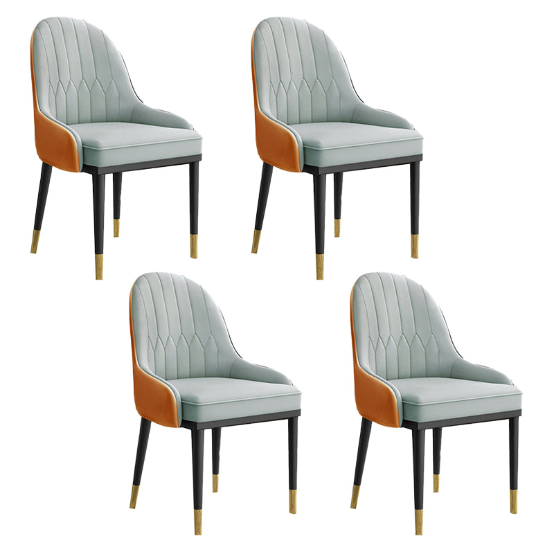 Scandinavian Faux Leather Dining Chairs Solid Back Arm Side Chair