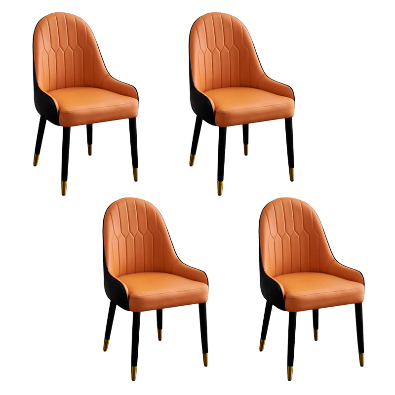 Scandinavian Faux Leather Dining Chairs Solid Back Arm Side Chair