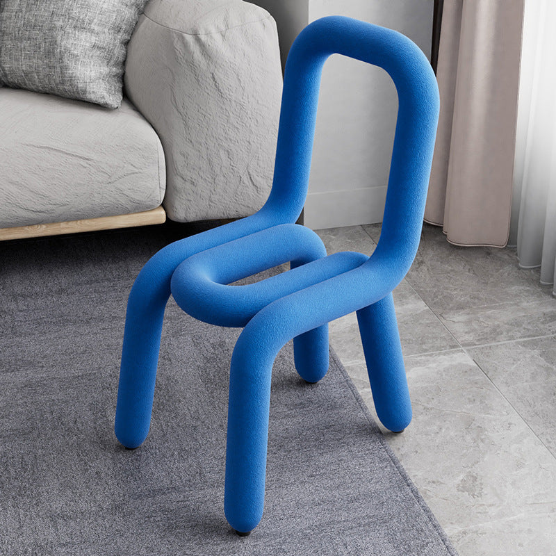Designer Style Velvet Curved Chair Open Back Matte Finish Dining Chair