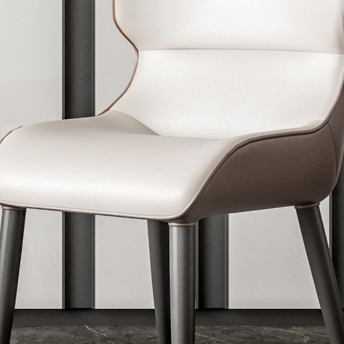 Contemporary Dining Chairs Matte Finish Leather Curved Parsons Arm Chair