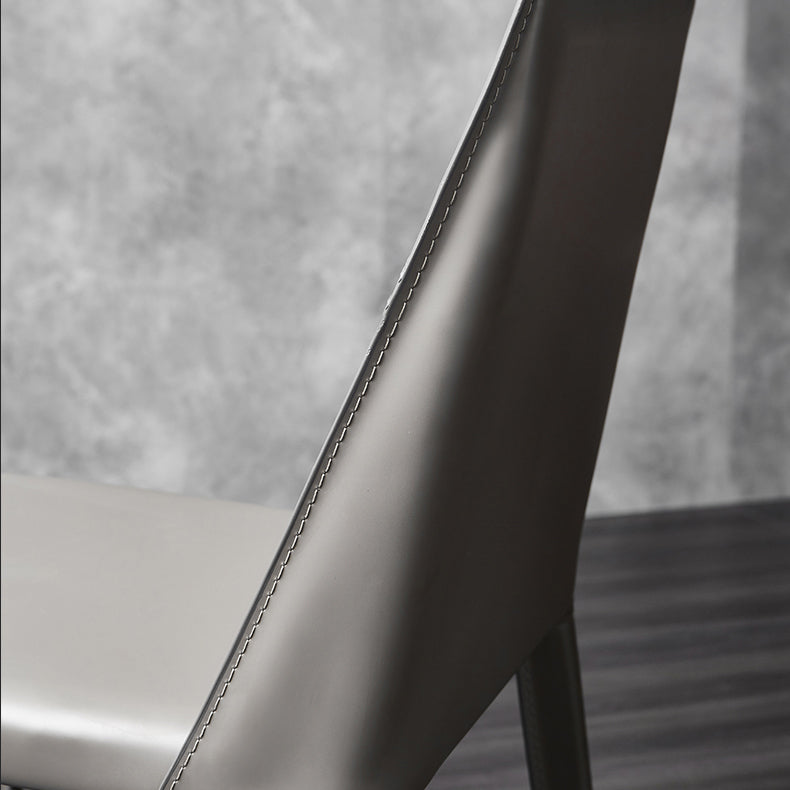 Designer Style Solid Back Chair Home Leather Matte Finish Dining Chair