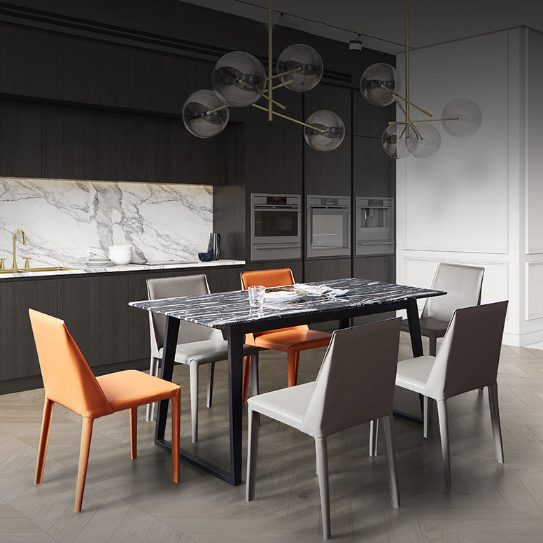 Designer Style Solid Back Chair Home Leather Matte Finish Dining Chair