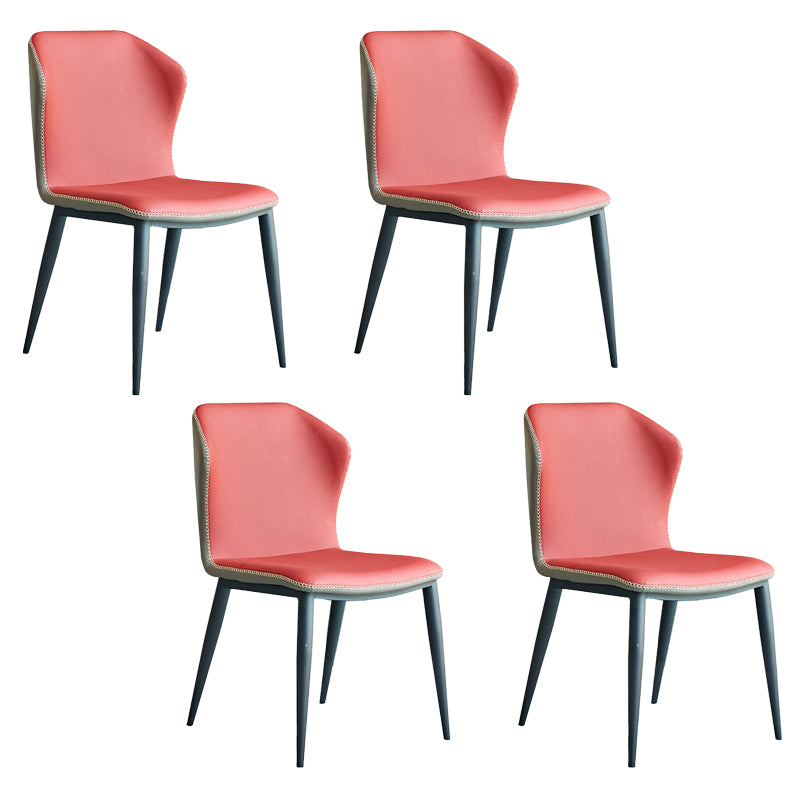 Industrial Design Wingback Armless Chairs Faux Leather Dining Chairs