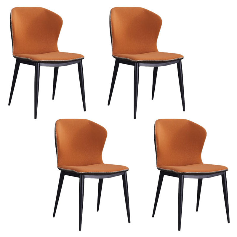 Industrial Design Wingback Armless Chairs Faux Leather Dining Chairs