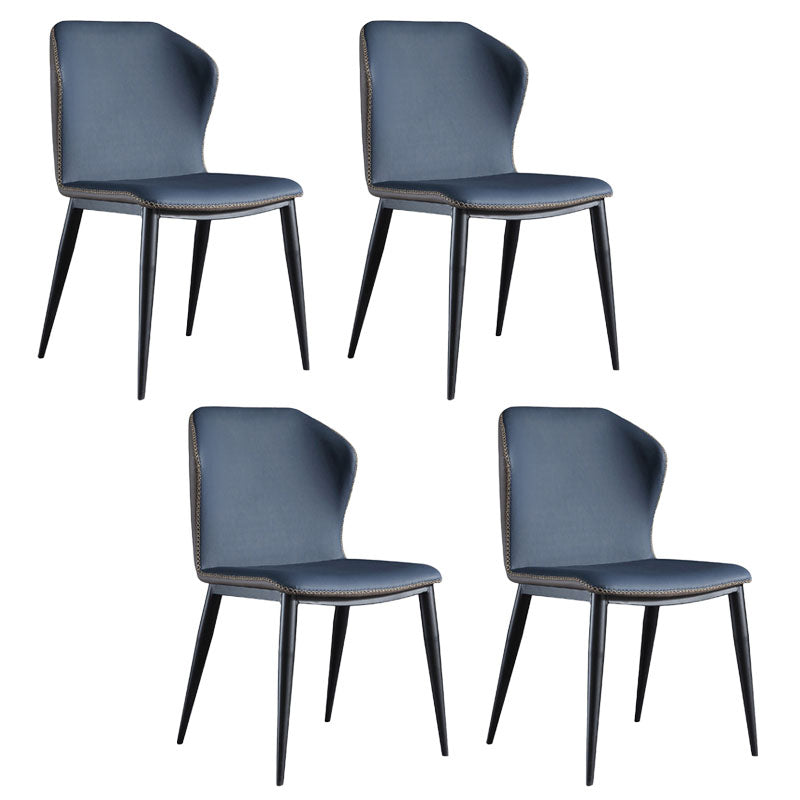 Industrial Design Wingback Armless Chairs Faux Leather Dining Chairs