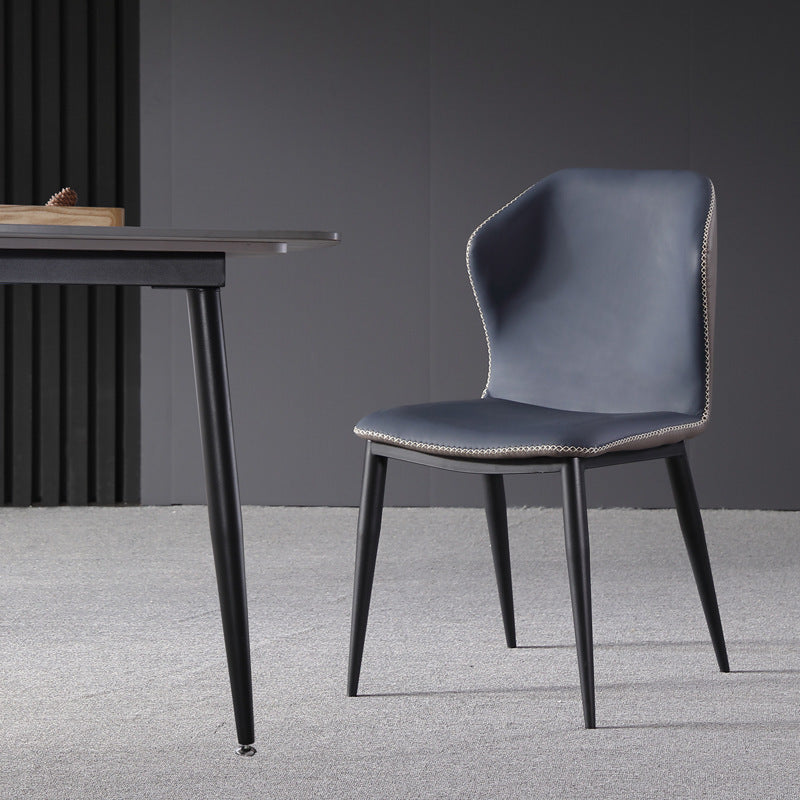 Industrial Design Wingback Armless Chairs Faux Leather Side Chair