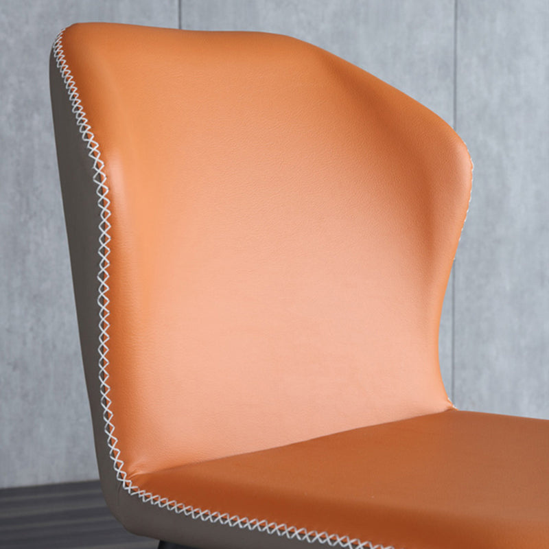 Industrial Design Wingback Armless Chairs Faux Leather Side Chair