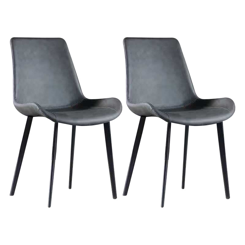 Contemporary Leather Hotel Side Chair Solid Back Matte Finish Dining Chair
