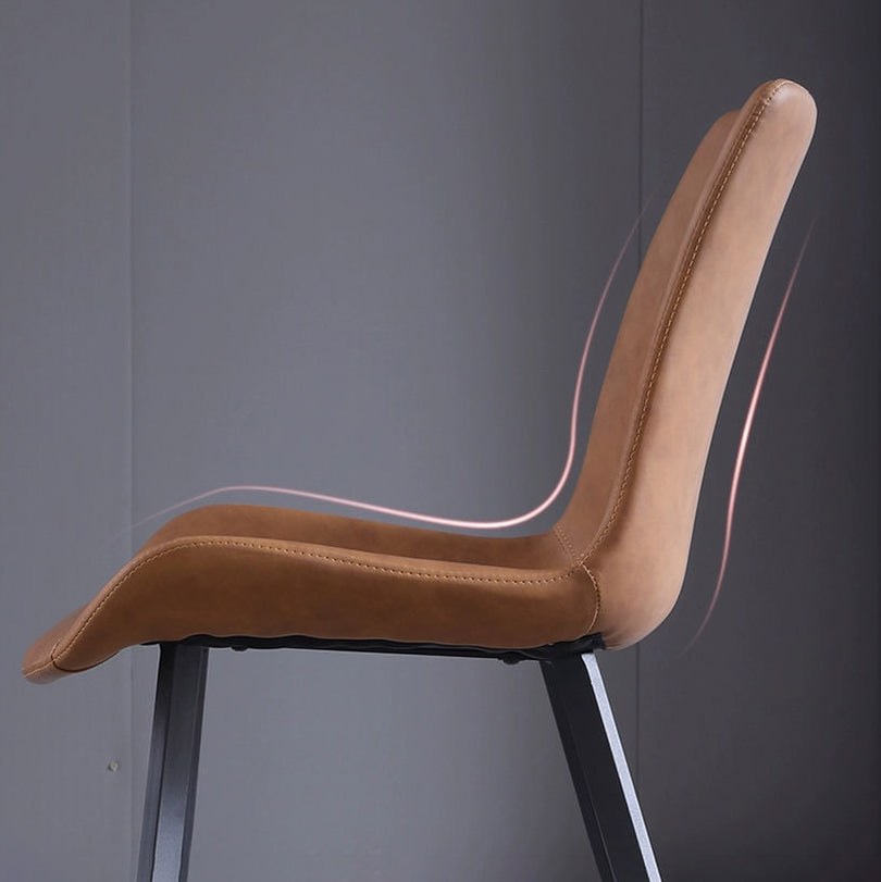 Contemporary Leather Hotel Side Chair Solid Back Matte Finish Dining Chair
