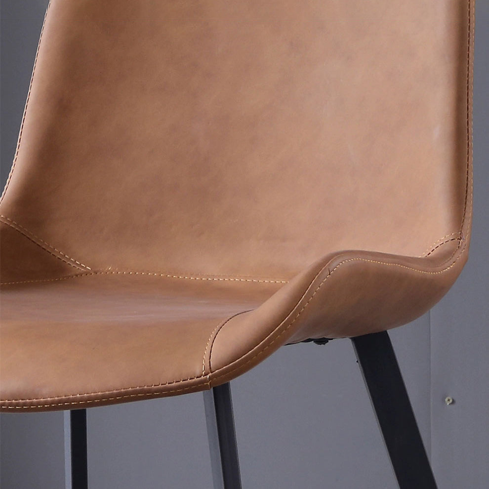 Contemporary Leather Hotel Side Chair Solid Back Matte Finish Dining Chair