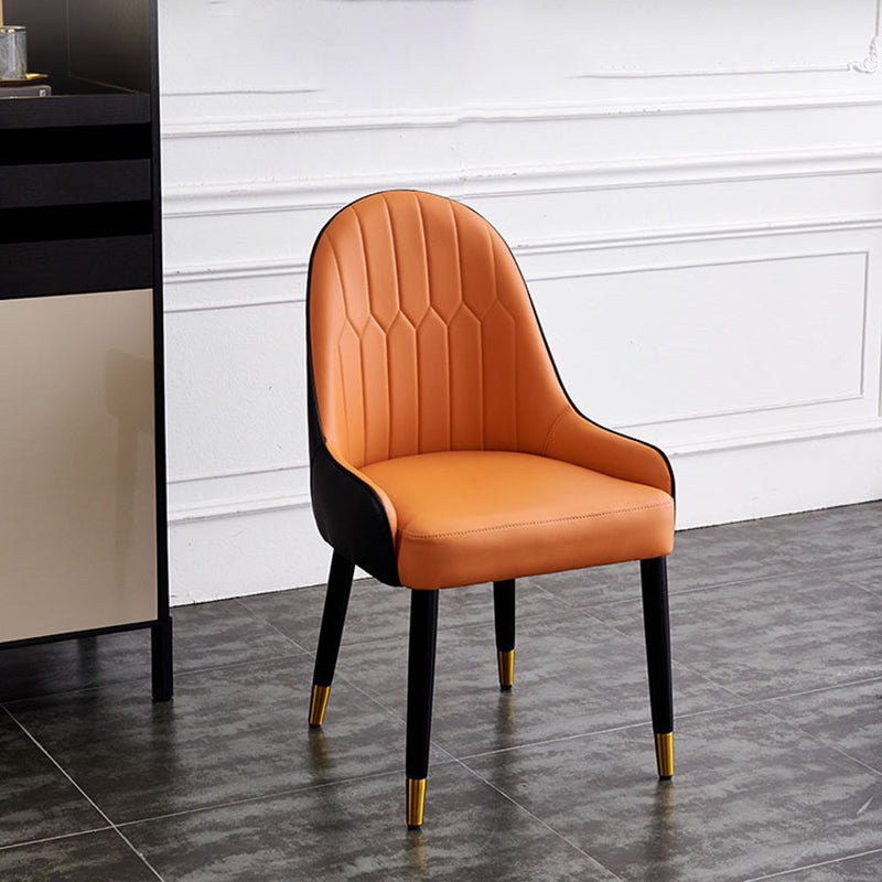 Leather Dining Side Chair Scandinavian Design Arm Solid Back Dining Side Chairs