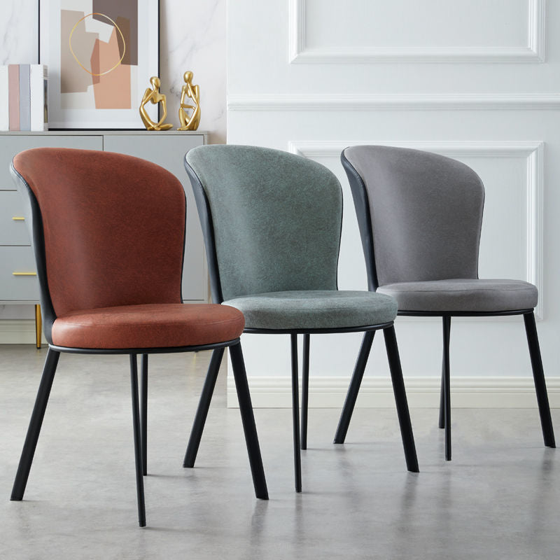 Industrial Faux Leather Dining Chairs Solid Back Armless Dining Chair