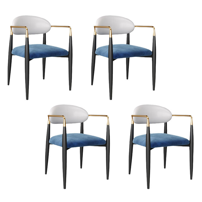 Contemporary Dining Chairs Arm Open Back Chairs with Metal Legs
