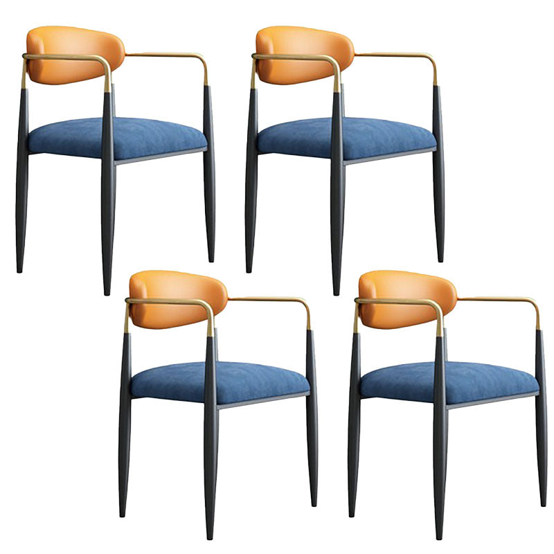 Contemporary Dining Chairs Arm Open Back Chairs with Metal Legs