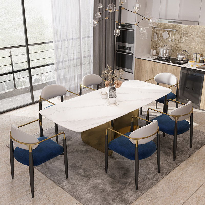 Contemporary Dining Chairs Arm Open Back Chairs with Metal Legs