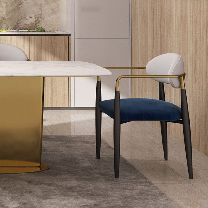 Contemporary Dining Chairs Arm Open Back Chairs with Metal Legs