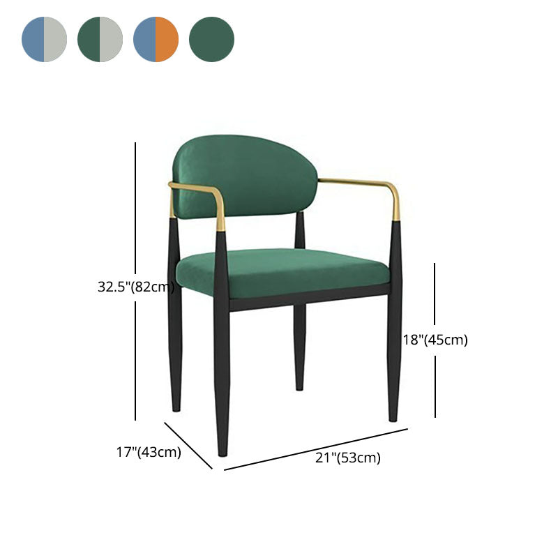 Contemporary Dining Chairs Arm Open Back Chairs with Metal Legs