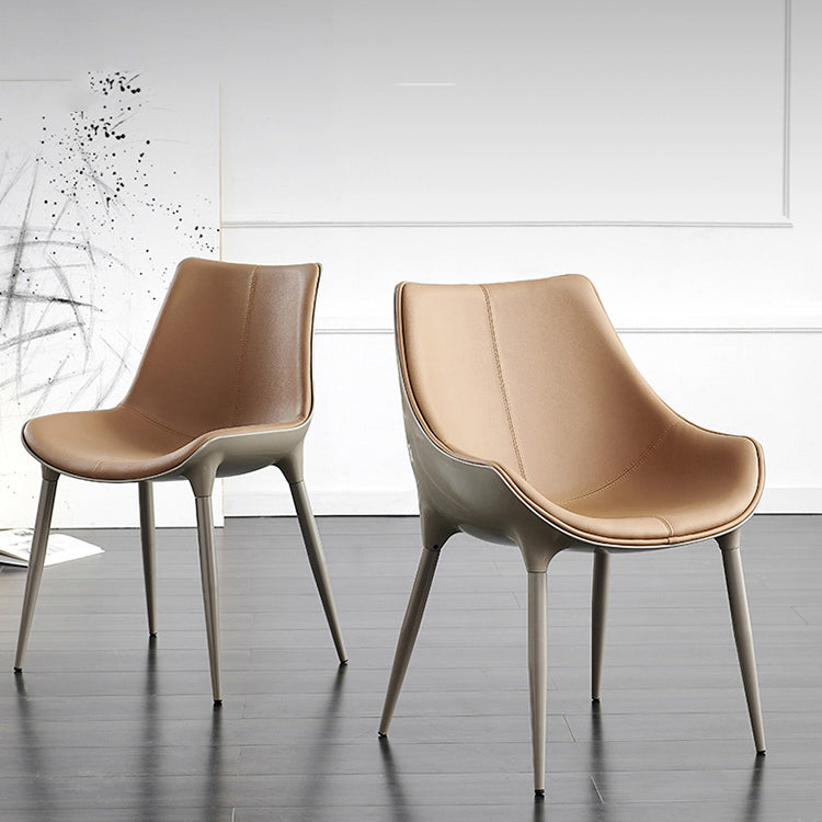 Contemporary Metal Dining Armless Chair Upholstered Dining Side Chair for Restaurant Use