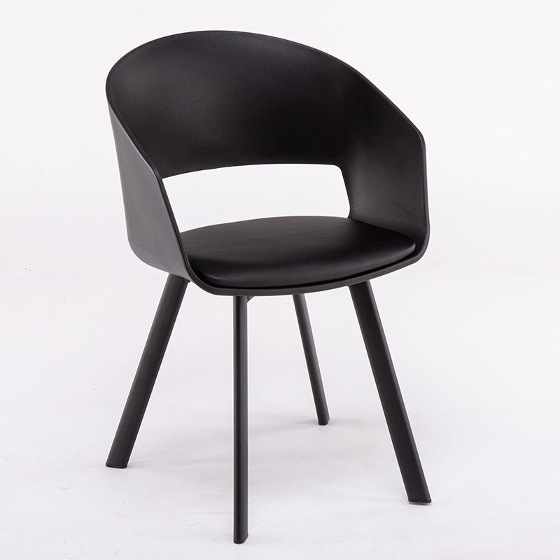 Contemporary Dining Arm Chair Matte Finish Plastic Open Back Chair