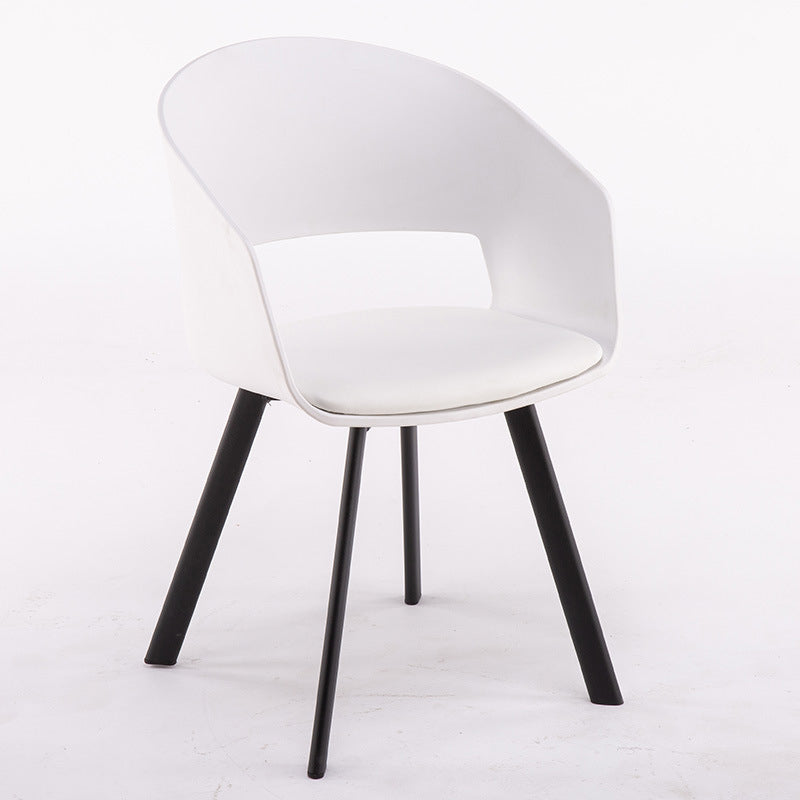 Contemporary Dining Arm Chair Matte Finish Plastic Open Back Chair
