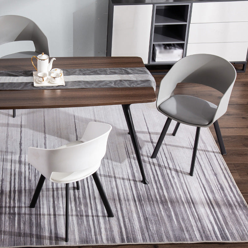 Contemporary Dining Arm Chair Matte Finish Plastic Open Back Chair