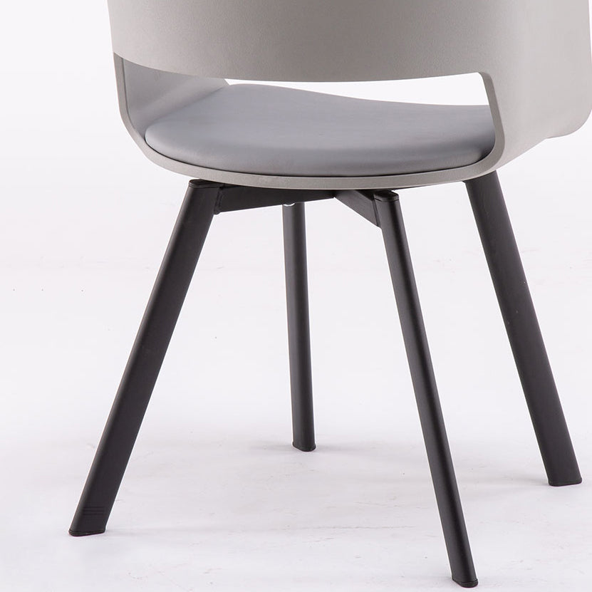 Contemporary Dining Arm Chair Matte Finish Plastic Open Back Chair