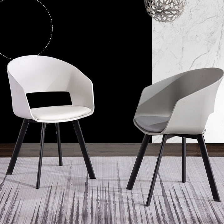 Contemporary Dining Arm Chair Matte Finish Plastic Open Back Chair