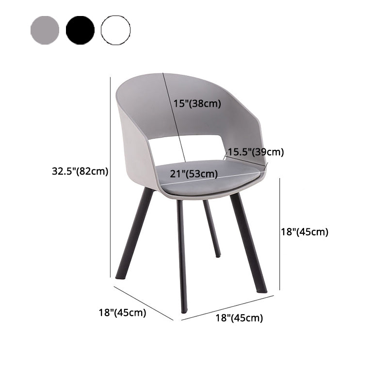 Contemporary Dining Arm Chair Matte Finish Plastic Open Back Chair