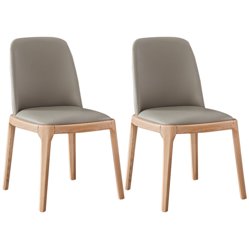 Contemporary Style Dining Chair Solid Back Dining Armless Side Chair with Wooden Legs