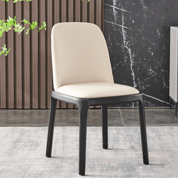 Contemporary Style Dining Chair Solid Back Dining Armless Side Chair with Wooden Legs